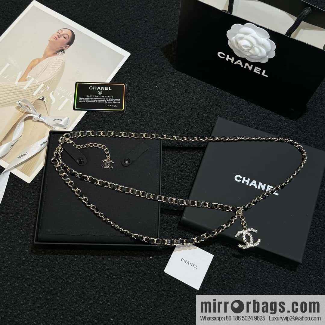 ❗️New ❗️ ☀️ New ☑️ Chanel Double C Black Leather Rope Belt Waist Chain ☀️