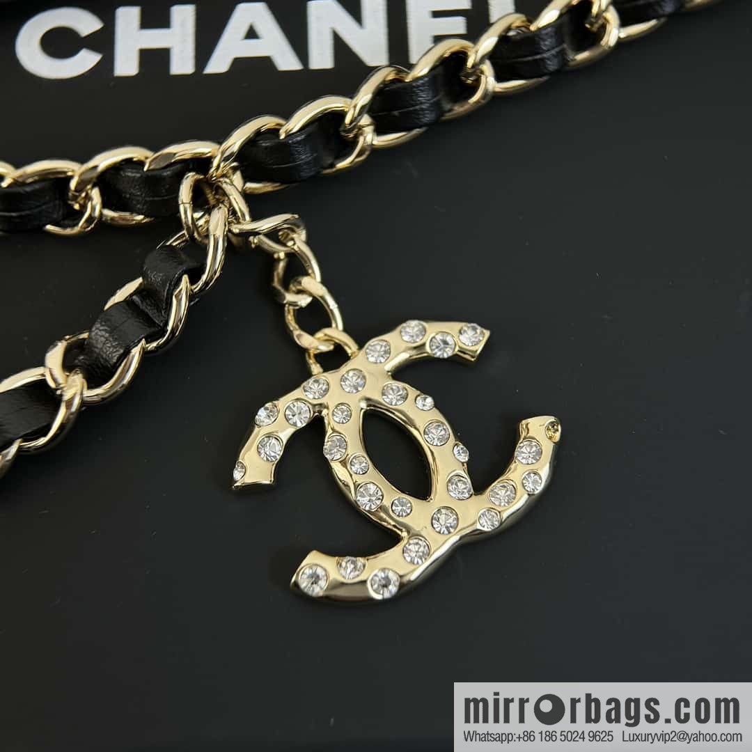 ❗️New ❗️ ☀️ New ☑️ Chanel Double C Black Leather Rope Belt Waist Chain ☀️