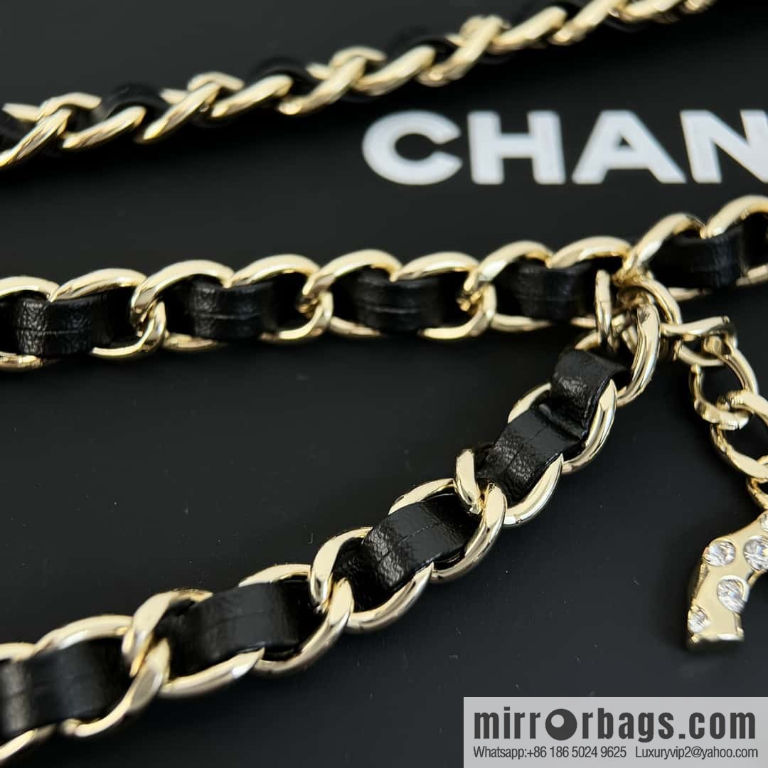❗️New ❗️ ☀️ New ☑️ Chanel Double C Black Leather Rope Belt Waist Chain ☀️