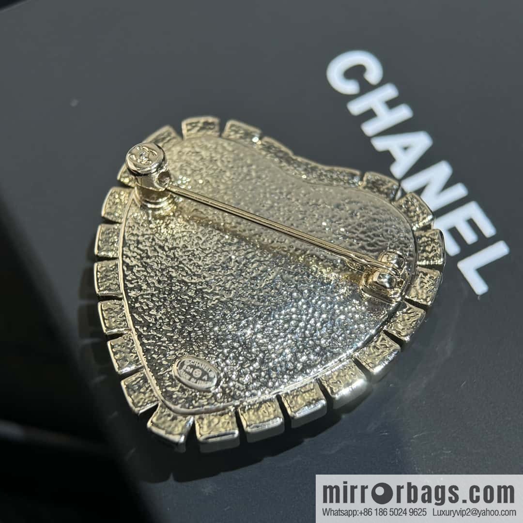 ❗️New ❗️☀️ New ☑️ Chanel Double C Full Diamond Peach Heart Love Brooch ☀️