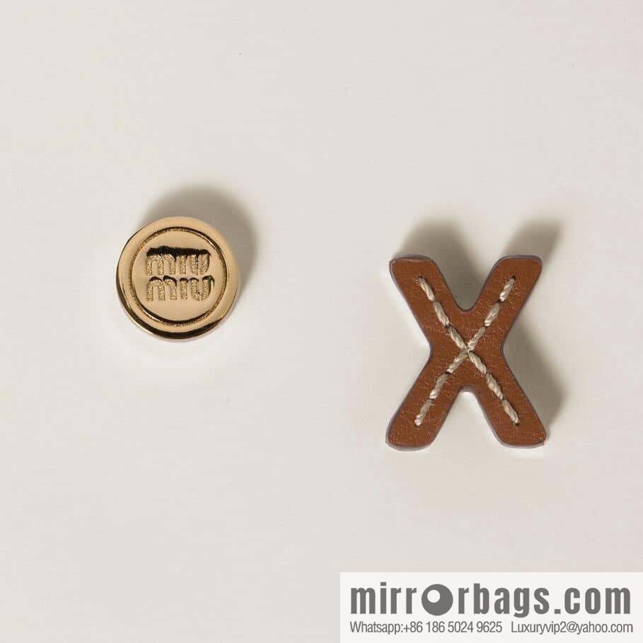 ❗️New ❗️ (Pair) MIU MIU Miu Asymmetrical Leather Letter Stud Earrings