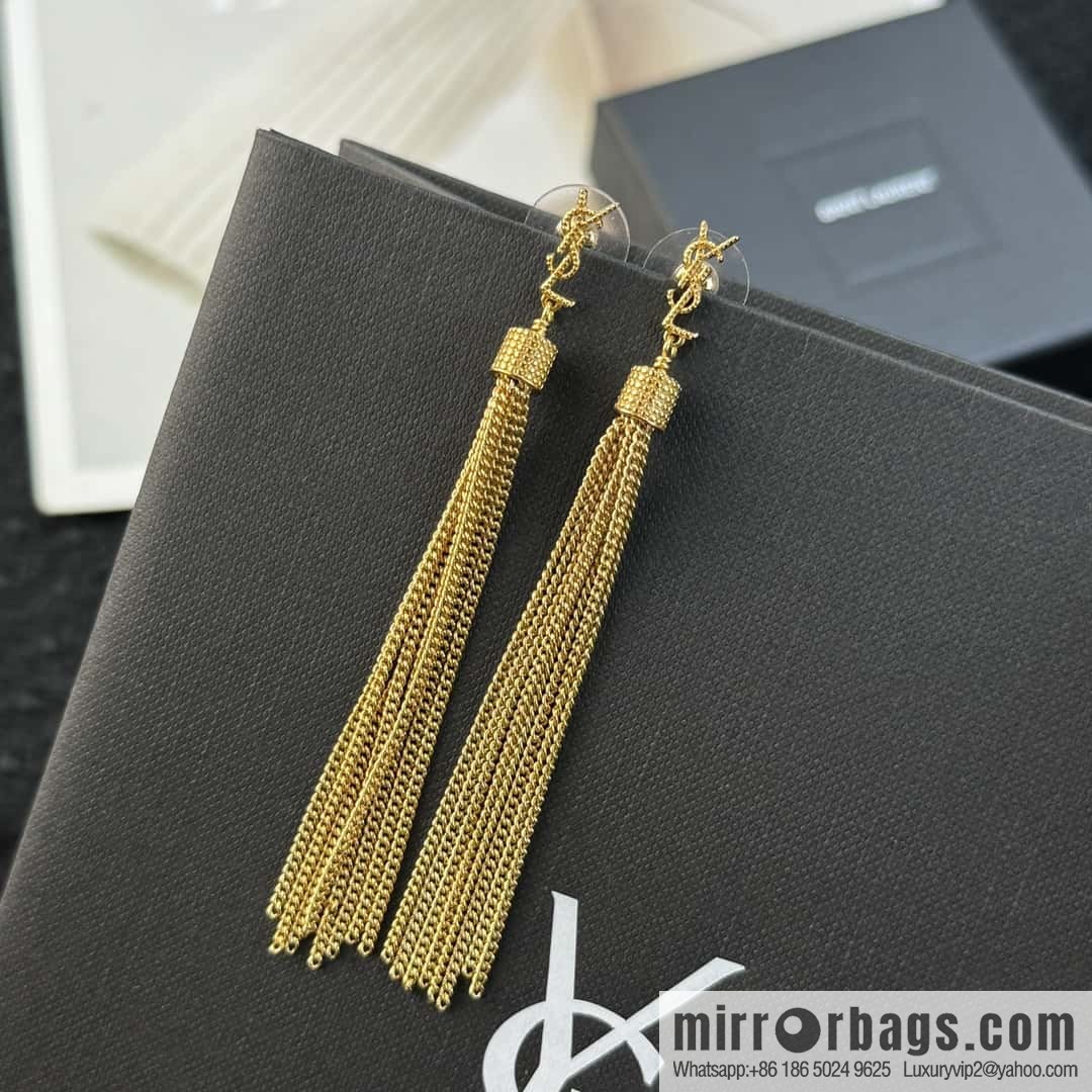 ❗️New ❗️ Saint Laurent YSL gold fringed stud earrings