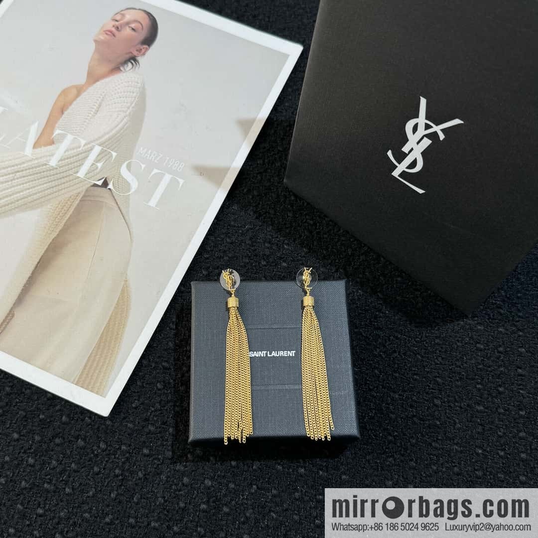 ❗️New ❗️ Saint Laurent YSL gold fringed stud earrings
