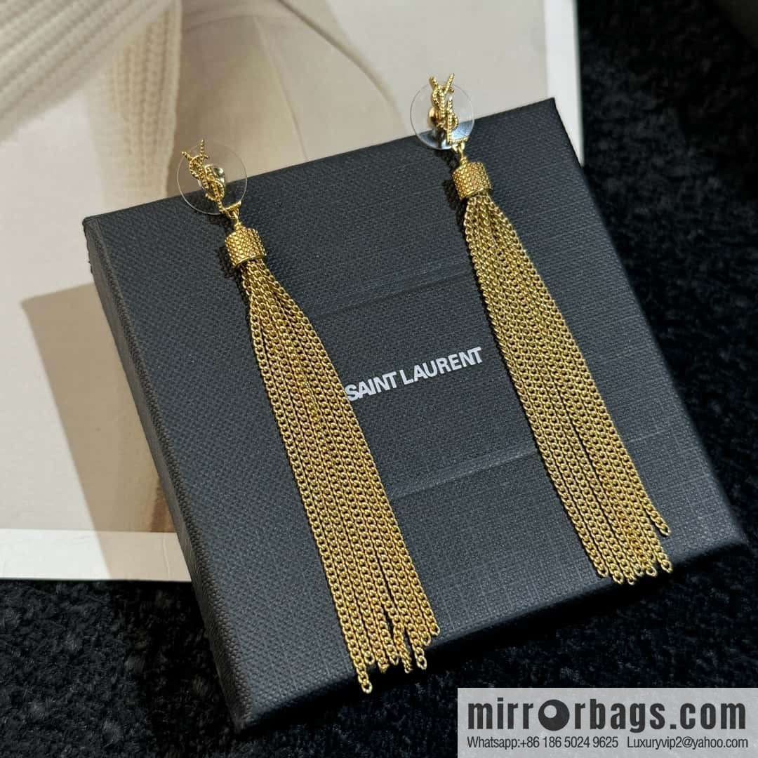 ❗️New ❗️ Saint Laurent YSL gold fringed stud earrings