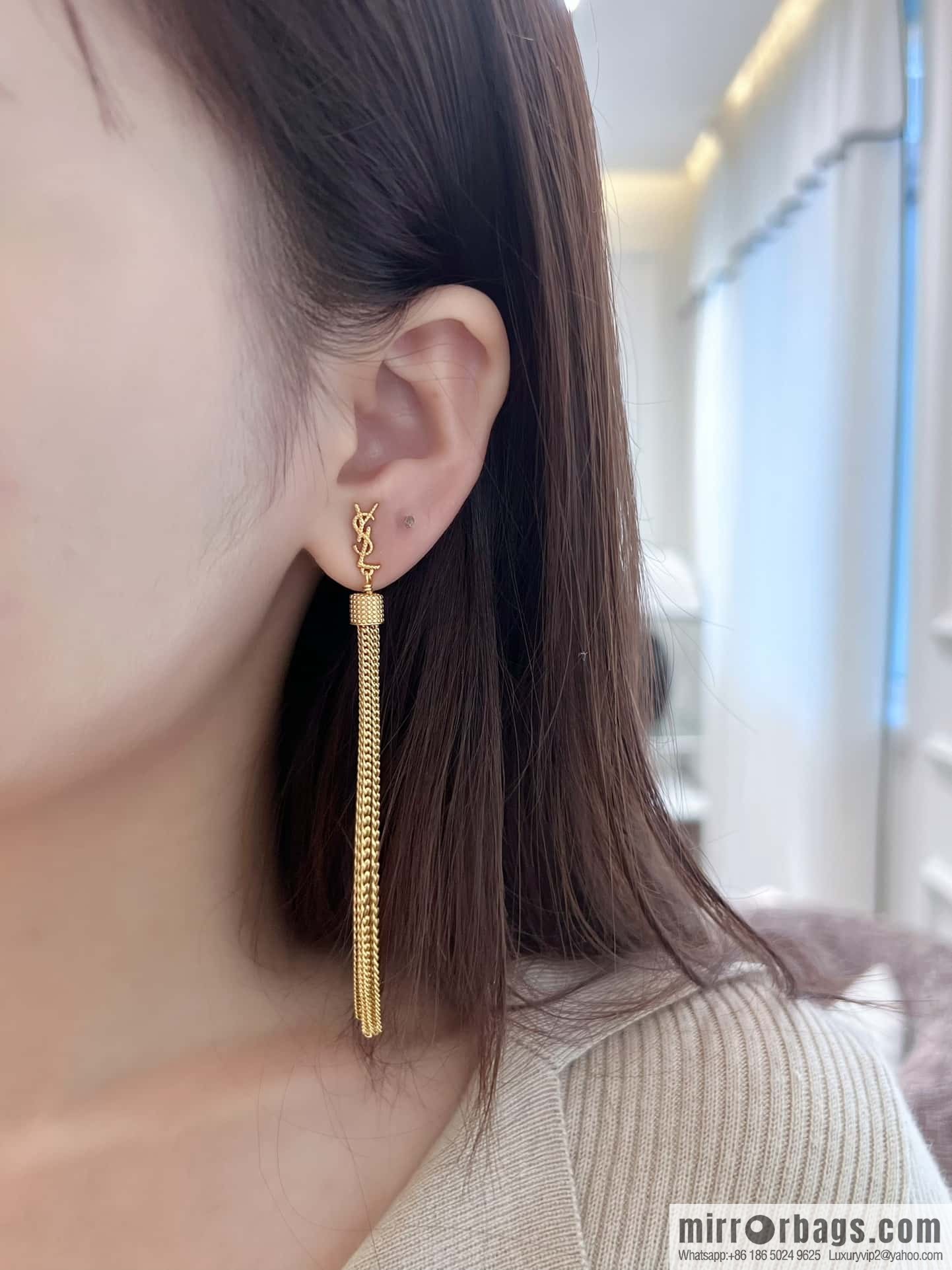 ❗️New ❗️ Saint Laurent YSL gold fringed stud earrings