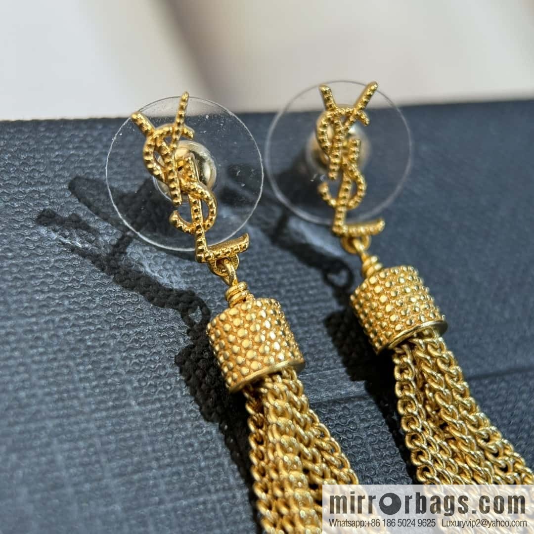 ❗️New ❗️ Saint Laurent YSL gold fringed stud earrings