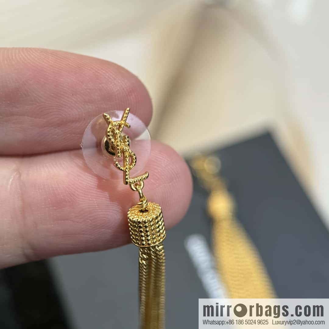 ❗️New ❗️ Saint Laurent YSL gold fringed stud earrings