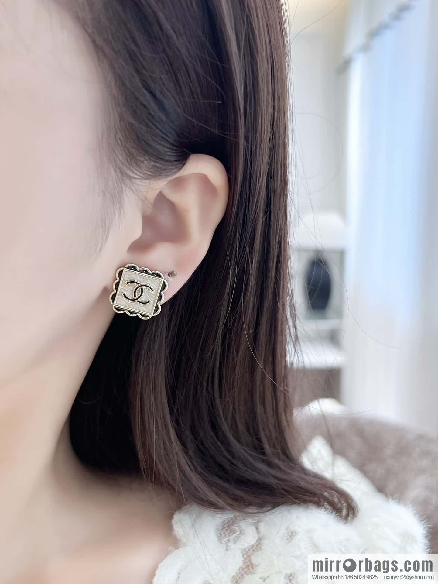 ❗️New ❗️☀️ new ☑️ chanel c1 double c square stud earrings ☀️