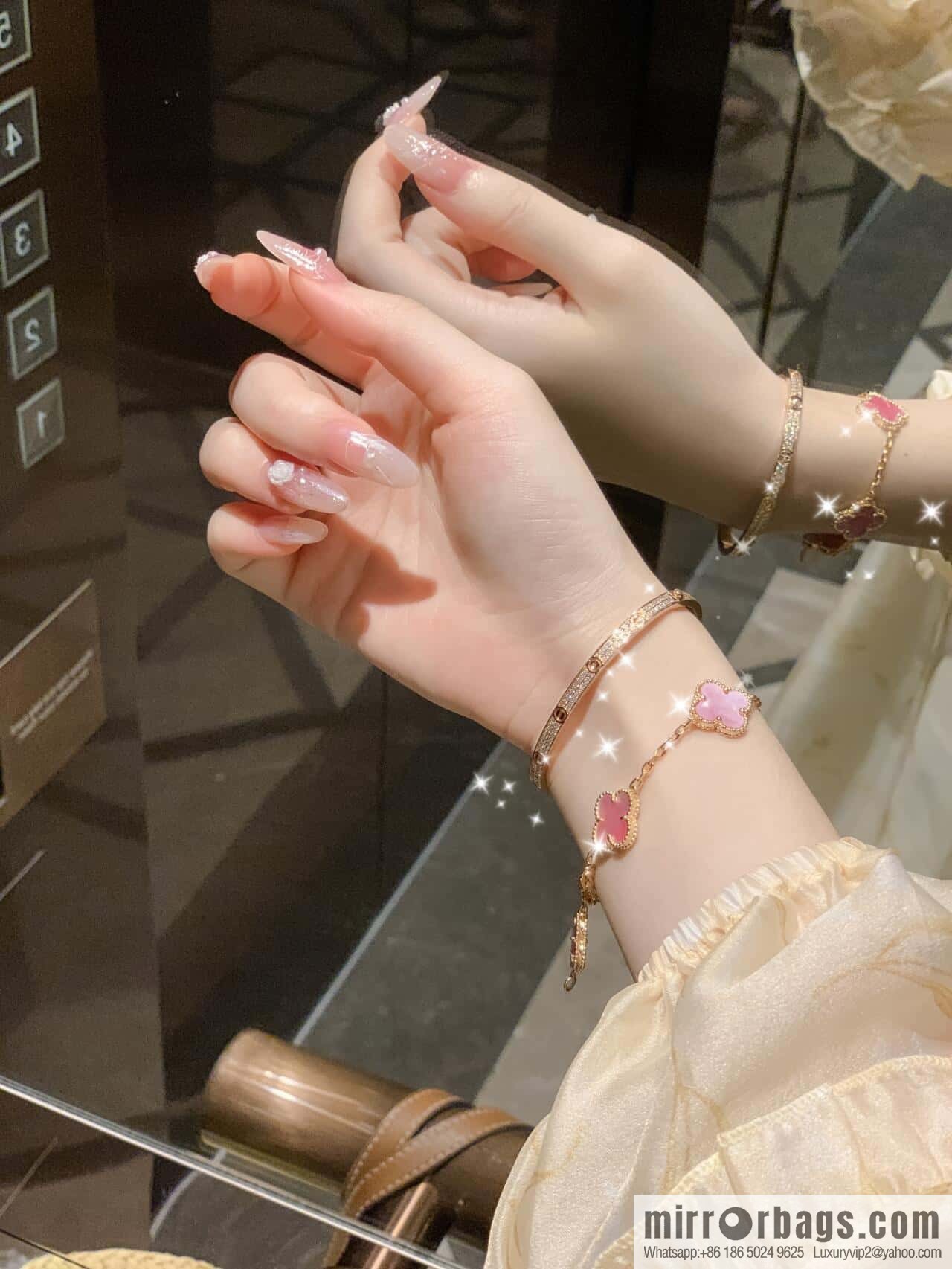 ❗️CNC version ❗️ ☀️ Van Cleef & Arpels powder Fritillary four-leaf clover five-flower bracelet ☀