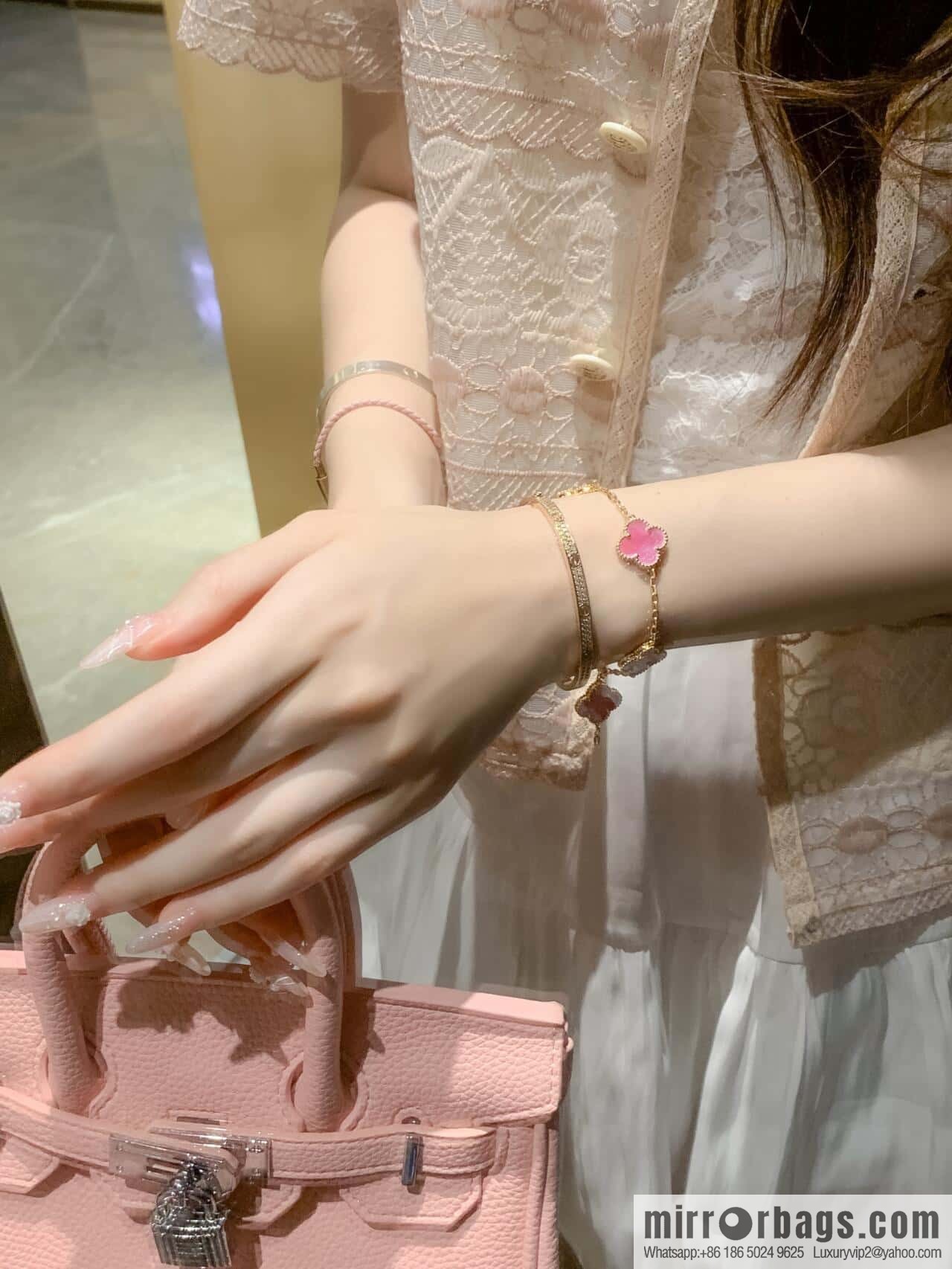 ❗️CNC version ❗️ ☀️ Van Cleef & Arpels powder Fritillary four-leaf clover five-flower bracelet ☀