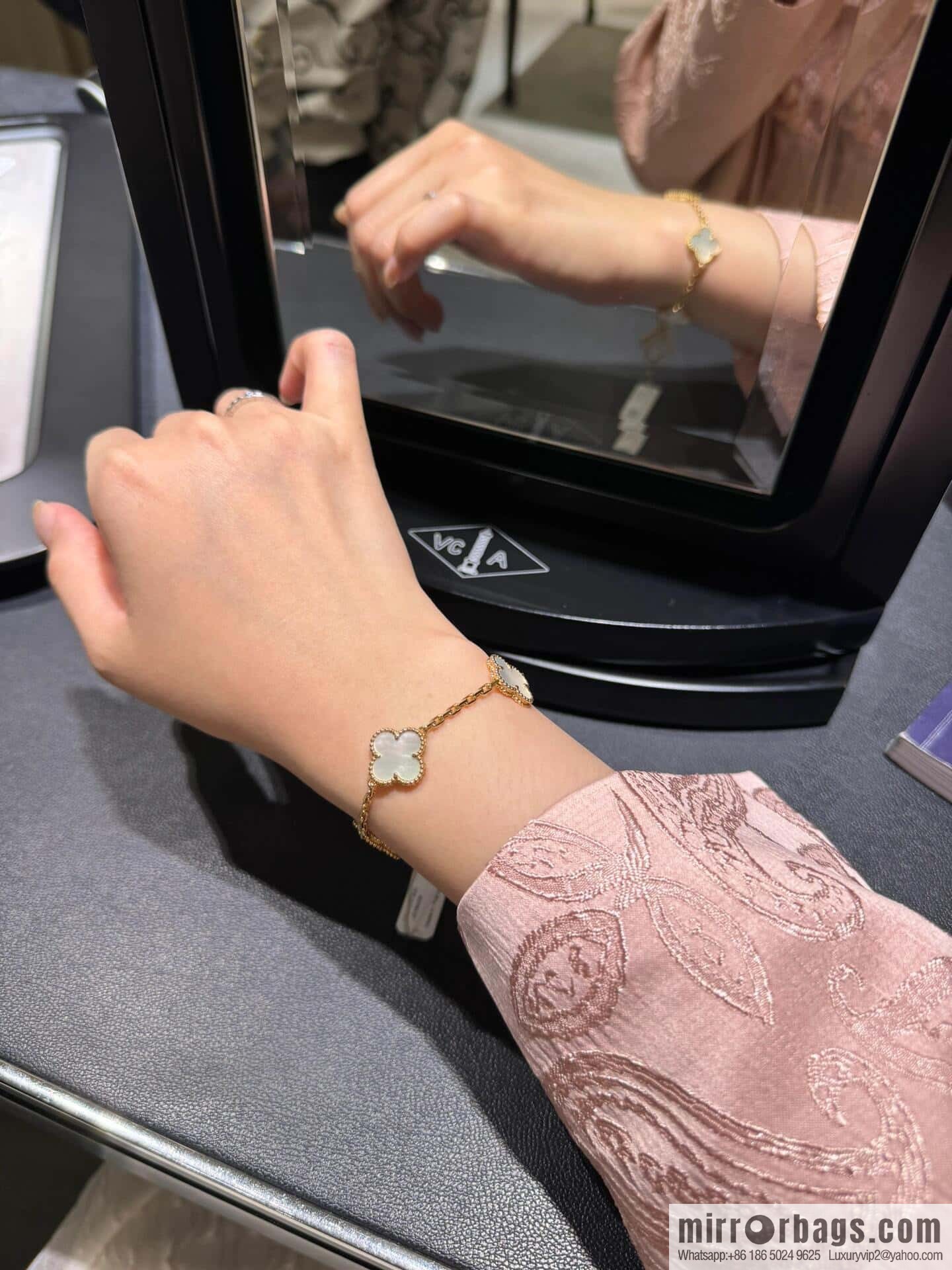 ❗️CNC version ❗️ ☀️ Van Cleef & Arpels powder Fritillary four-leaf clover five-flower bracelet ☀