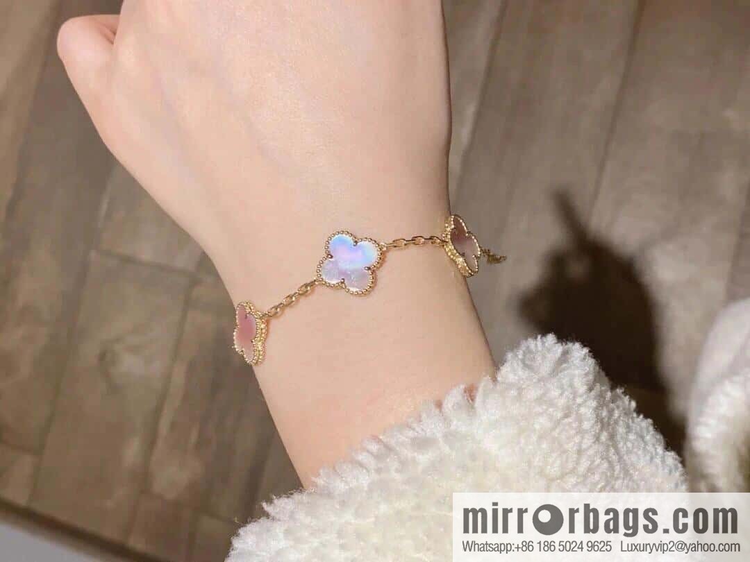 ❗️CNC version ❗️ ☀️ Van Cleef & Arpels powder Fritillary four-leaf clover five-flower bracelet ☀
