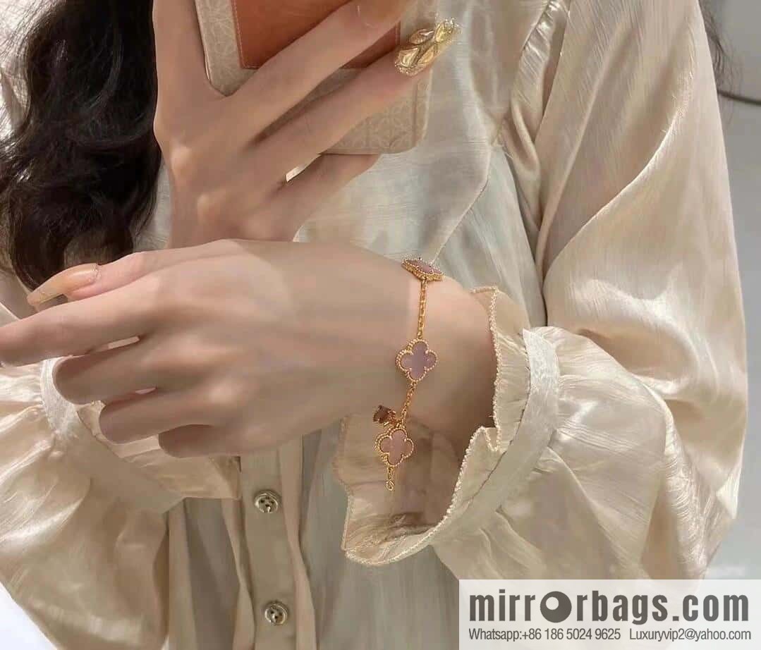 ❗️CNC version ❗️ ☀️ Van Cleef & Arpels powder Fritillary four-leaf clover five-flower bracelet ☀