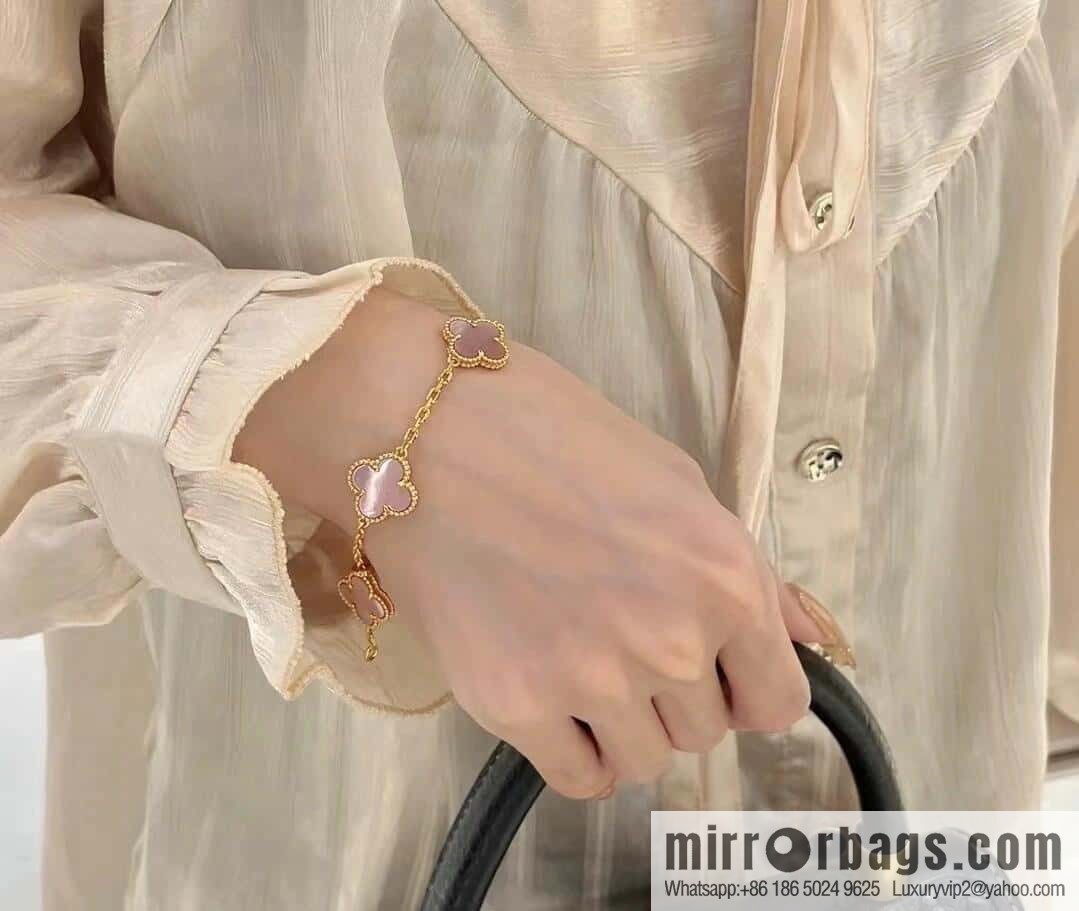 ❗️CNC version ❗️ ☀️ Van Cleef & Arpels powder Fritillary four-leaf clover five-flower bracelet ☀