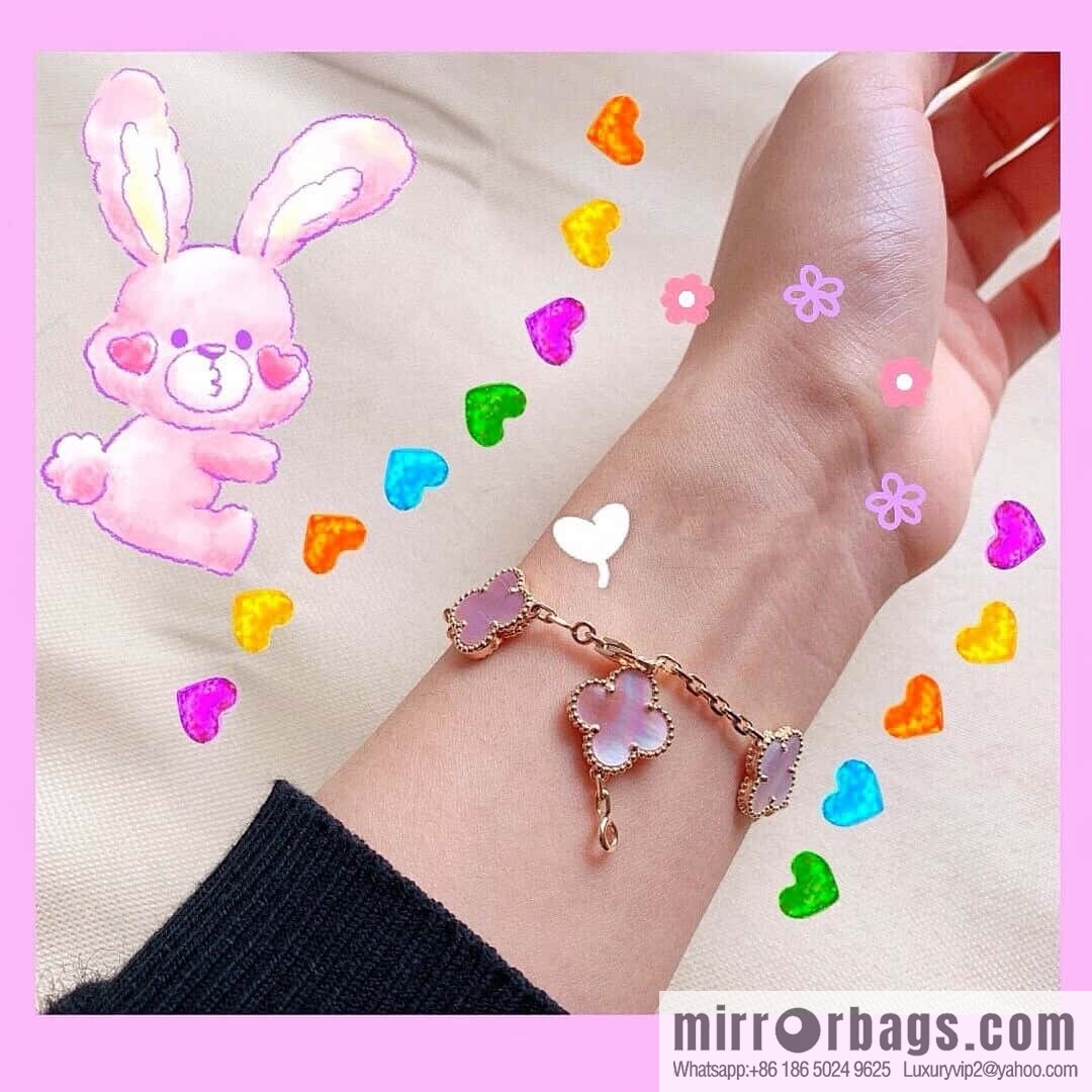 ❗️CNC version ❗️ ☀️ Van Cleef & Arpels powder Fritillary four-leaf clover five-flower bracelet ☀