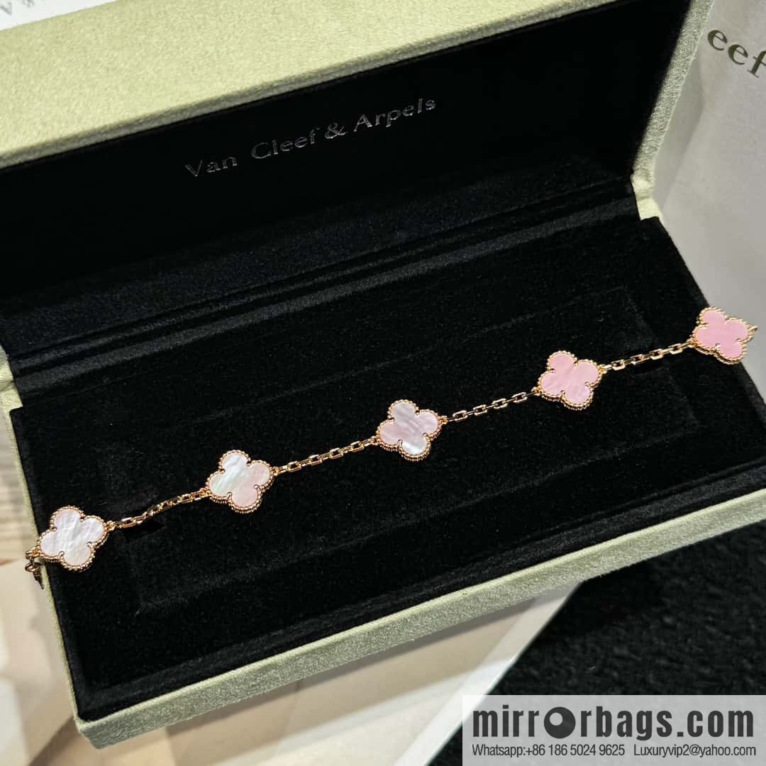 ❗️CNC version ❗️ ☀️ Van Cleef & Arpels powder Fritillary four-leaf clover five-flower bracelet ☀