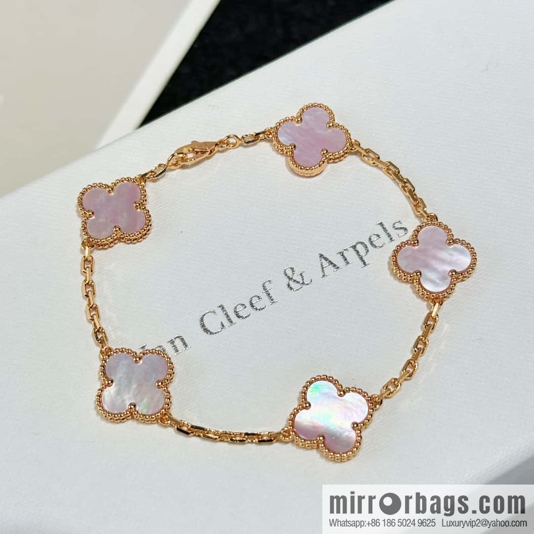 ❗️CNC version ❗️ ☀️ Van Cleef & Arpels powder Fritillary four-leaf clover five-flower bracelet ☀