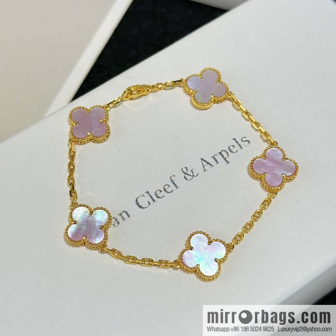 ❗️CNC version ❗️ ☀️ Van Cleef & Arpels powder Fritillary four-leaf clover five-flower bracelet ☀