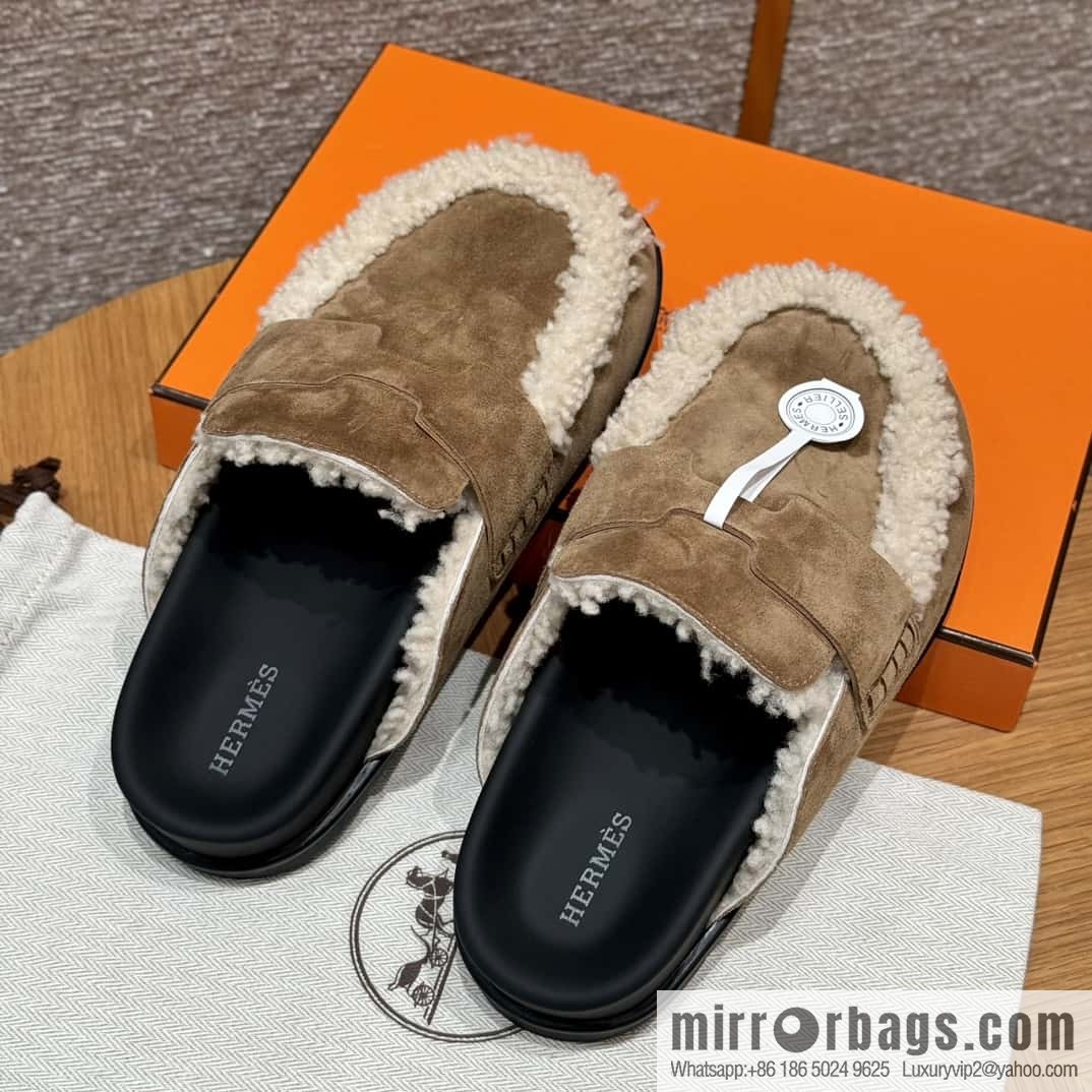 HERMES 190 Go Müller, frosted brown/Brun fume suede calf leather/Suede calf leather