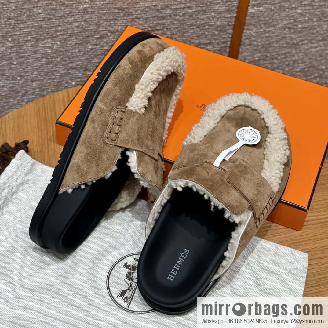 HERMES 190 Go Müller, frosted brown/Brun fume suede calf leather/Suede calf leather