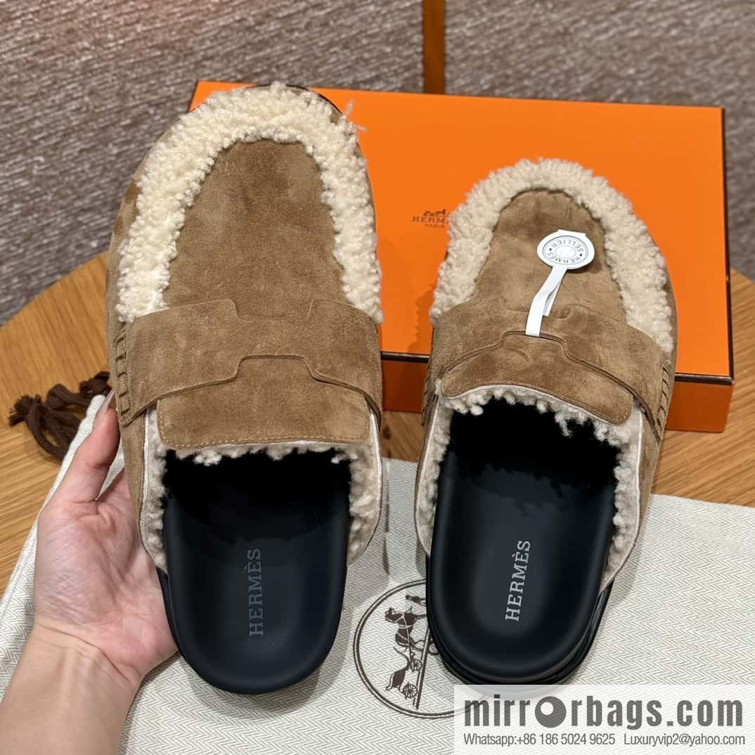 HERMES 190 Go Müller, frosted brown/Brun fume suede calf leather/Suede calf leather