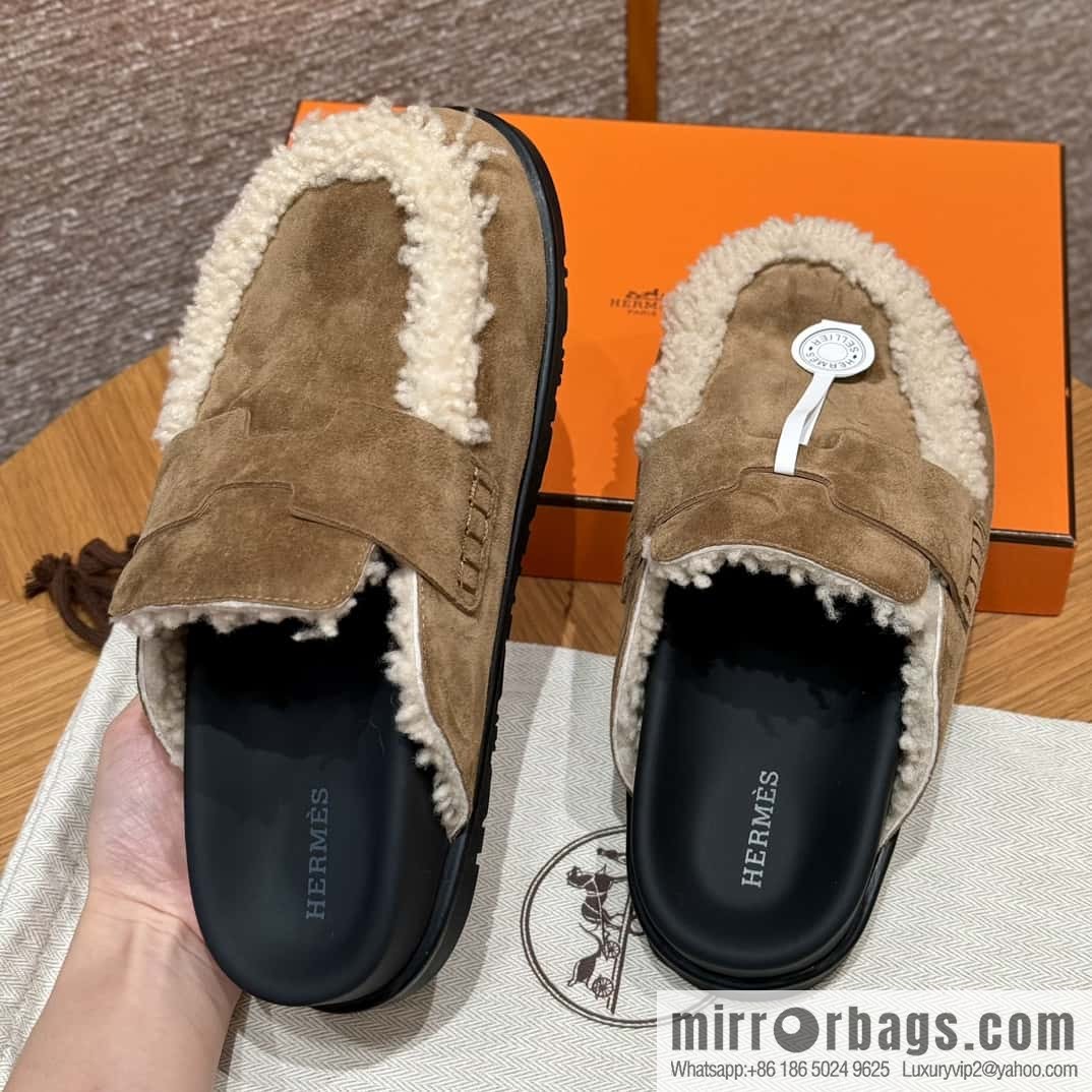 HERMES 190 Go Müller, frosted brown/Brun fume suede calf leather/Suede calf leather