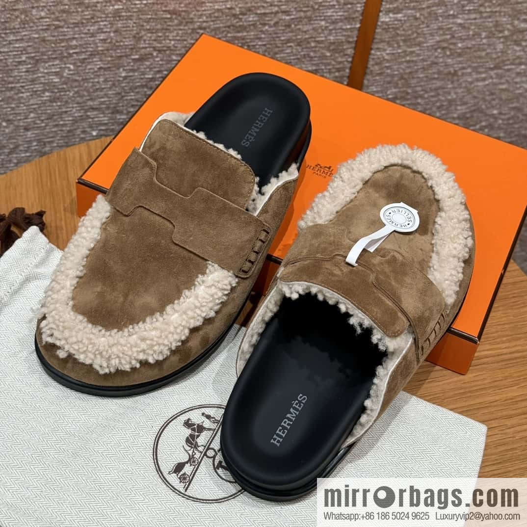 HERMES 190 Go Müller, frosted brown/Brun fume suede calf leather/Suede calf leather