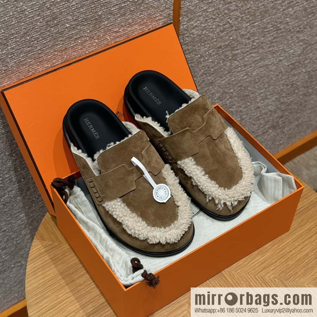 HERMES 190 Go Müller, frosted brown/Brun fume suede calf leather/Suede calf leather