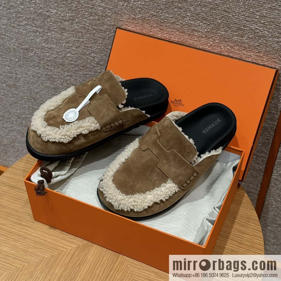 HERMES 190 Go Müller, frosted brown/Brun fume suede calf leather/Suede calf leather
