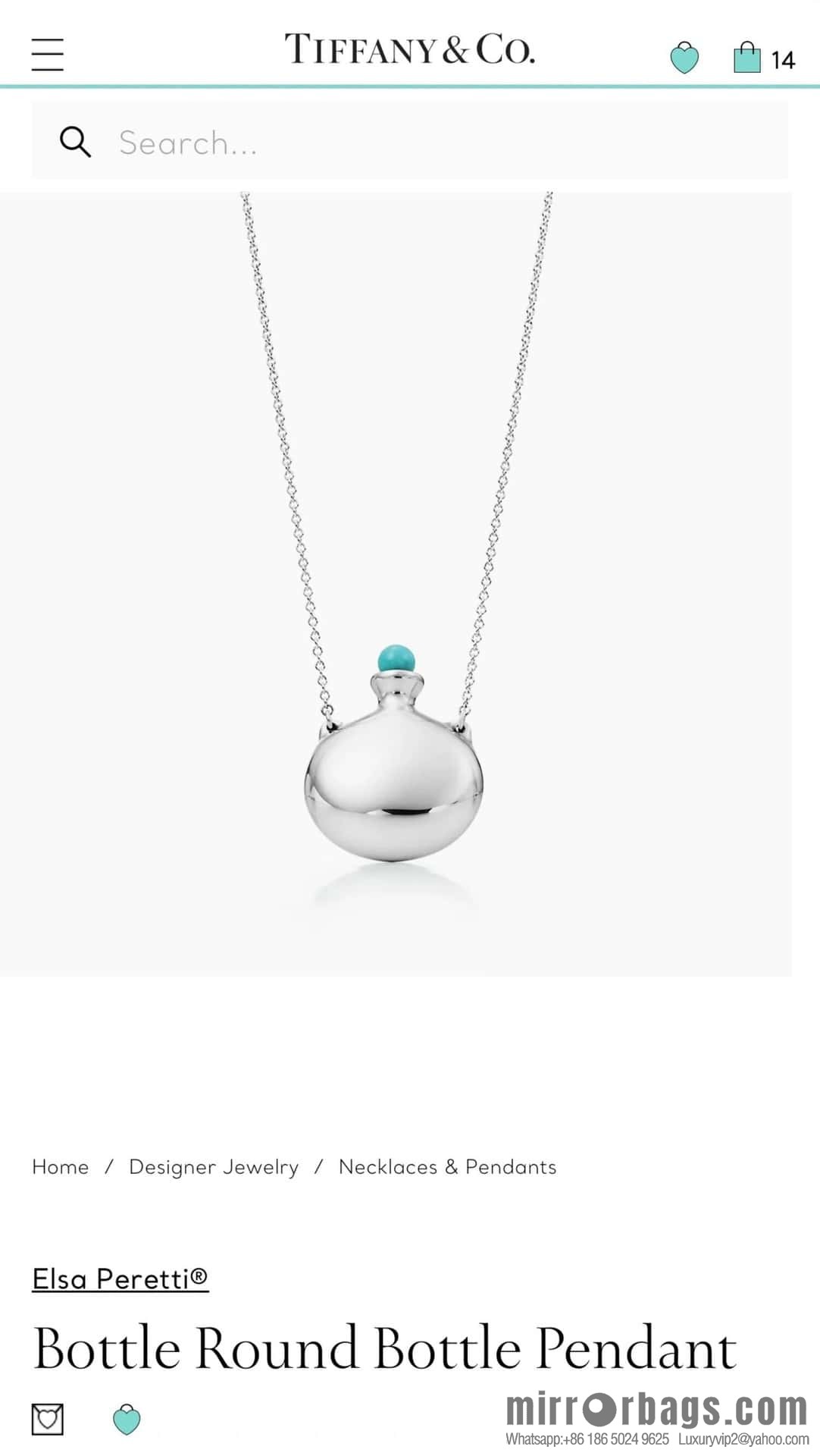 ❗️New ❗️ New ☑️ TIFFANY & Co. Glossy wine jug kettle necklace