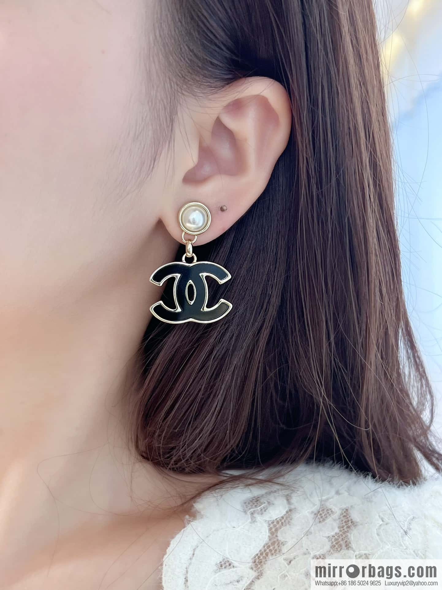 ❗️New ❗️☀️ new ☑️ chanel c2 double c black stud earrings ☀️