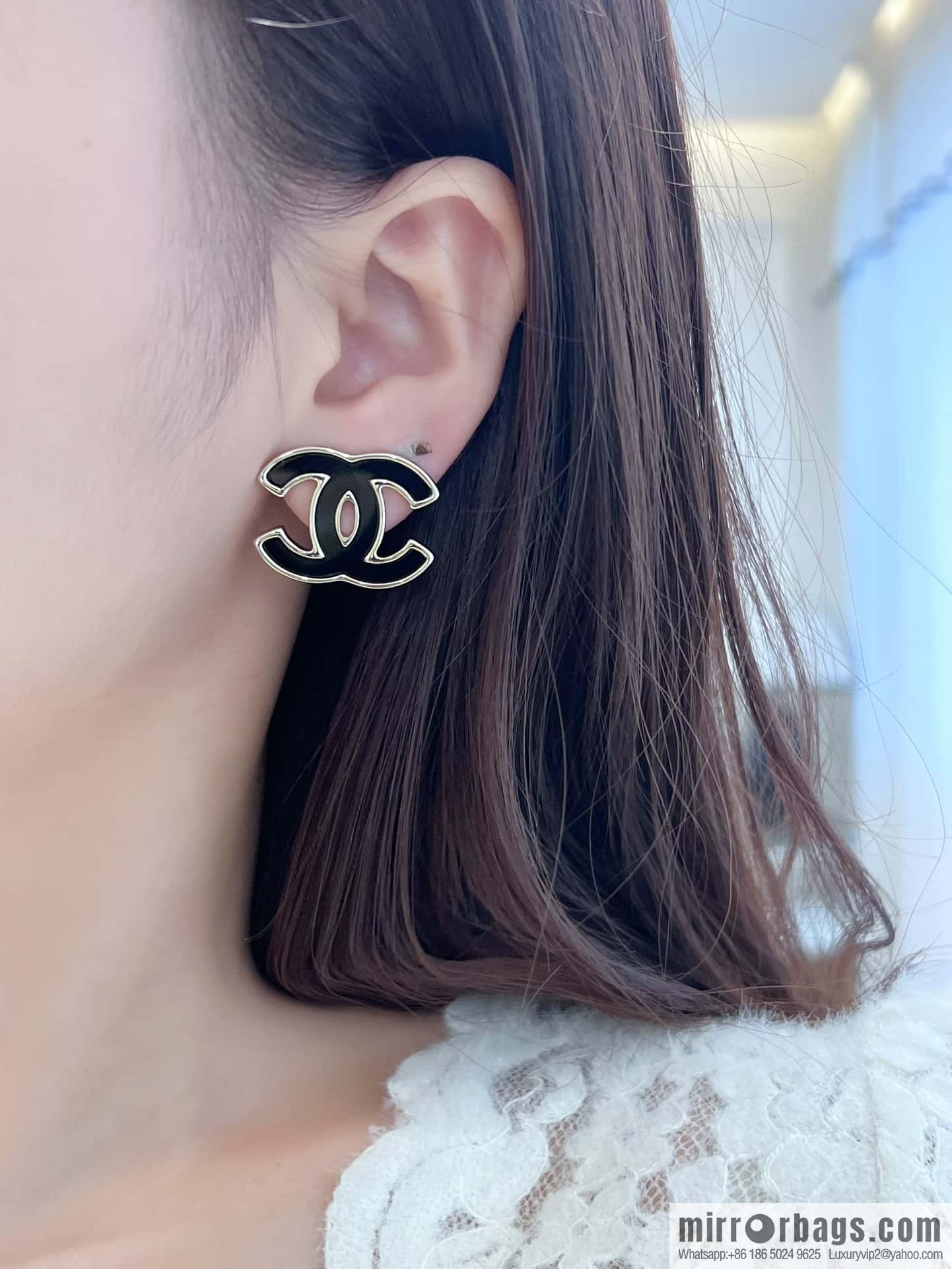 ❗️New ❗️☀️ new ☑️ chanel c1 double c black stud earrings ☀️