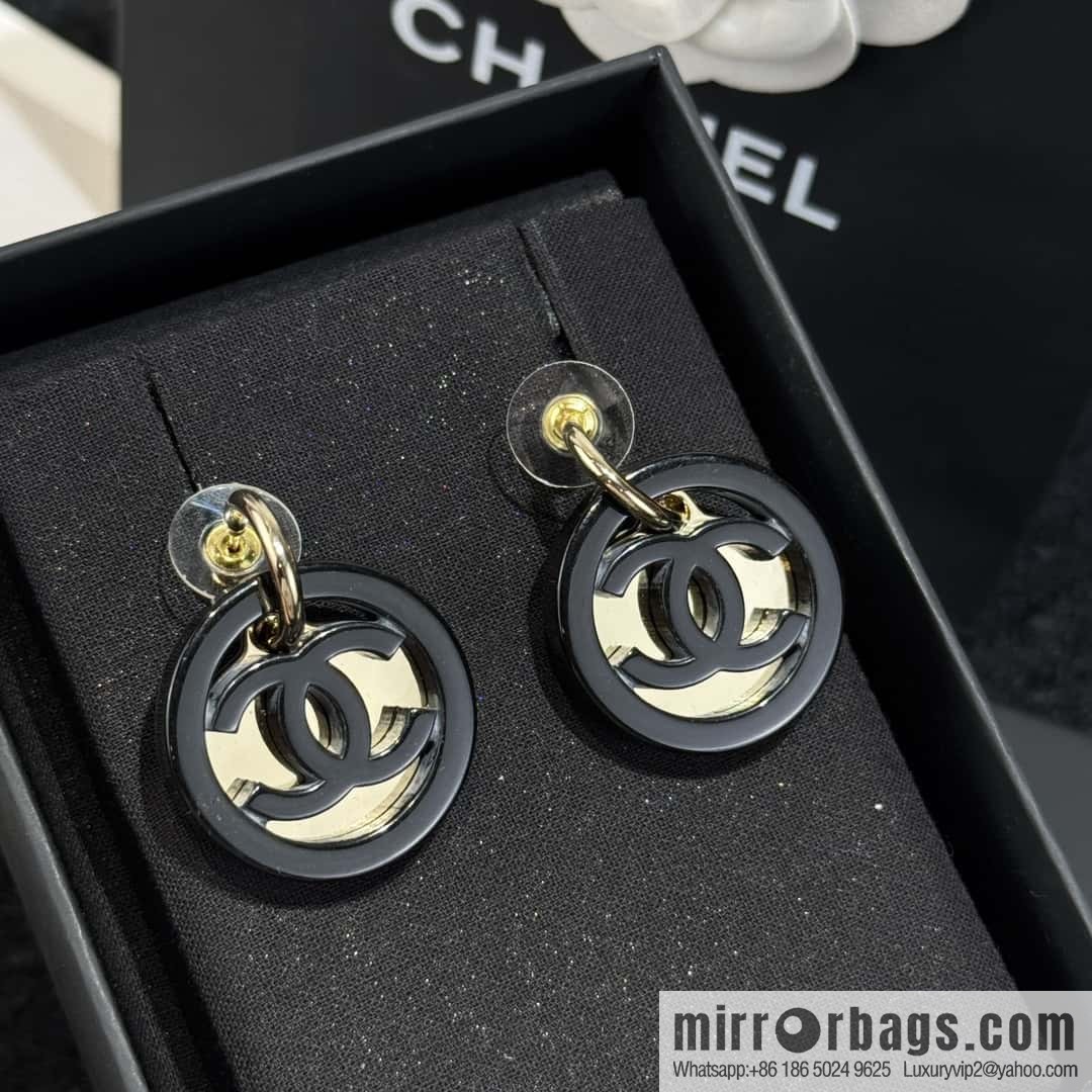 ❗️New ❗️ ☀️ new ☑️ chanel c2 double c round black stud earrings ☀️