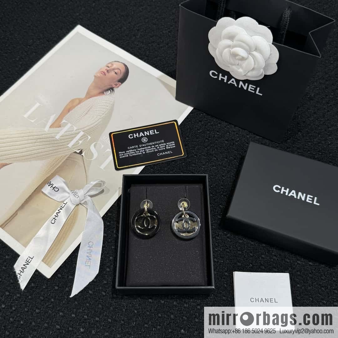 ❗️New ❗️ ☀️ new ☑️ chanel c2 double c round black stud earrings ☀️