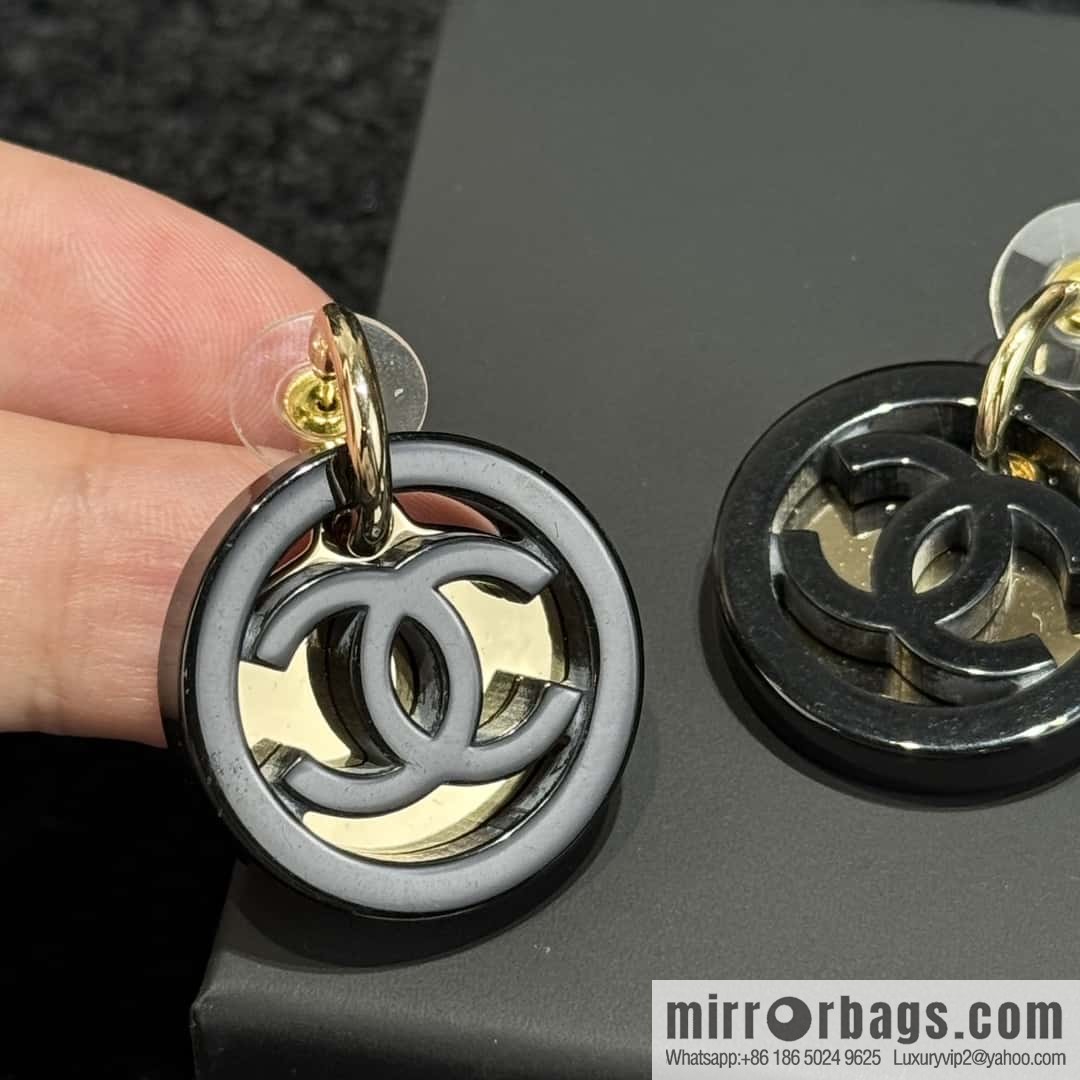 ❗️New ❗️ ☀️ new ☑️ chanel c2 double c round black stud earrings ☀️