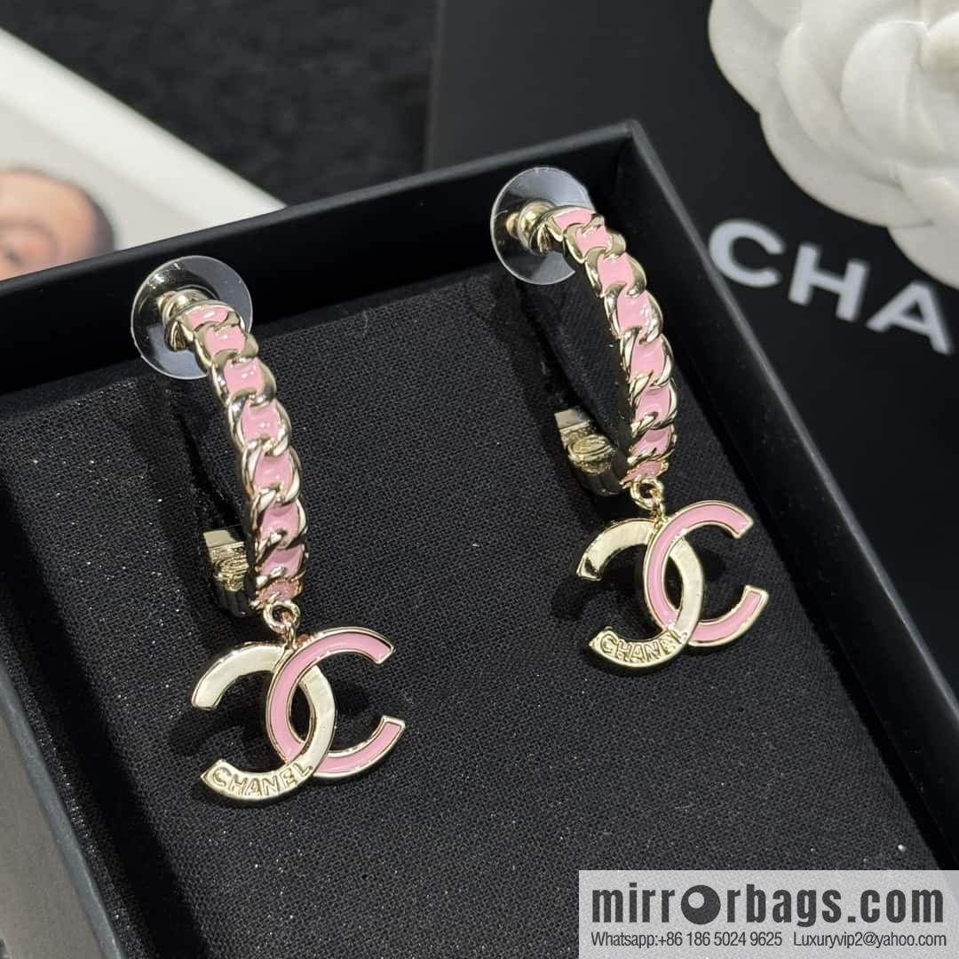 ❗️New ❗️☀️ New ☑️ Chanel c2 double c pink oil drip earrings ☀️