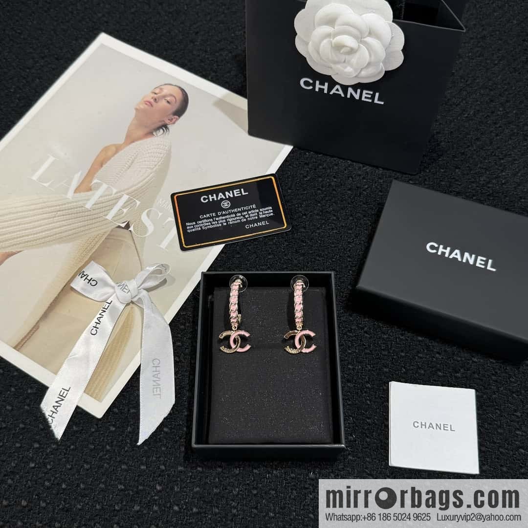 ❗️New ❗️☀️ New ☑️ Chanel c2 double c pink oil drip earrings ☀️