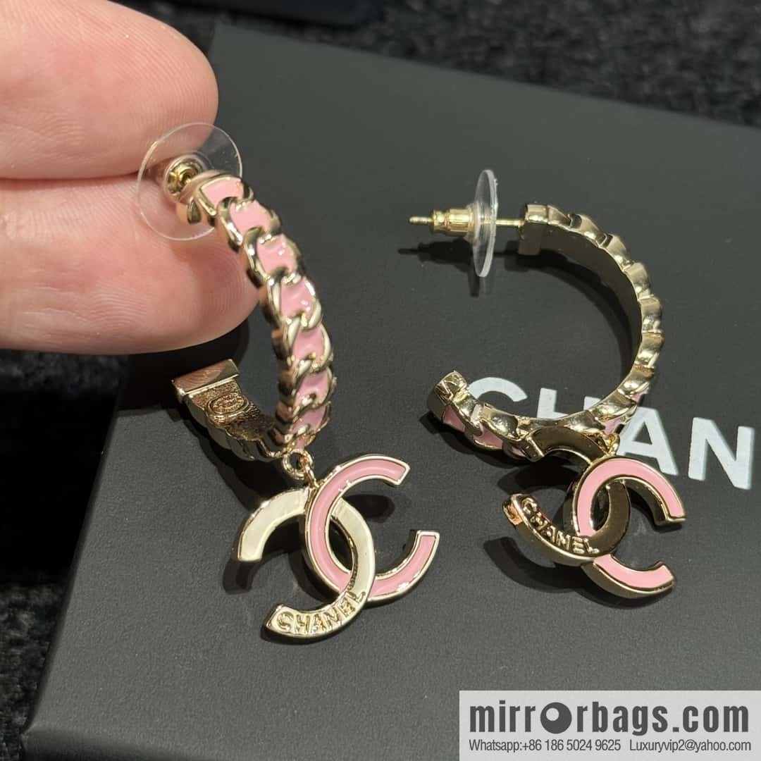 ❗️New ❗️☀️ New ☑️ Chanel c2 double c pink oil drip earrings ☀️