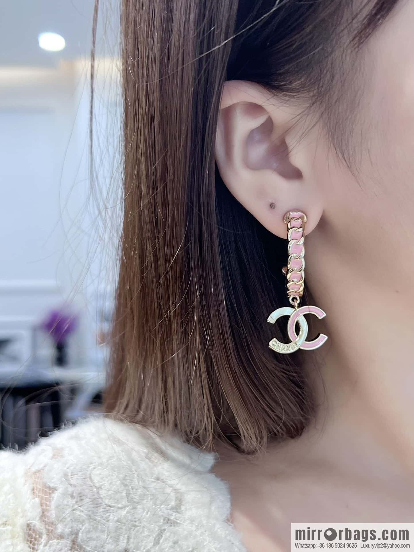 ❗️New ❗️☀️ New ☑️ Chanel c2 double c pink oil drip earrings ☀️
