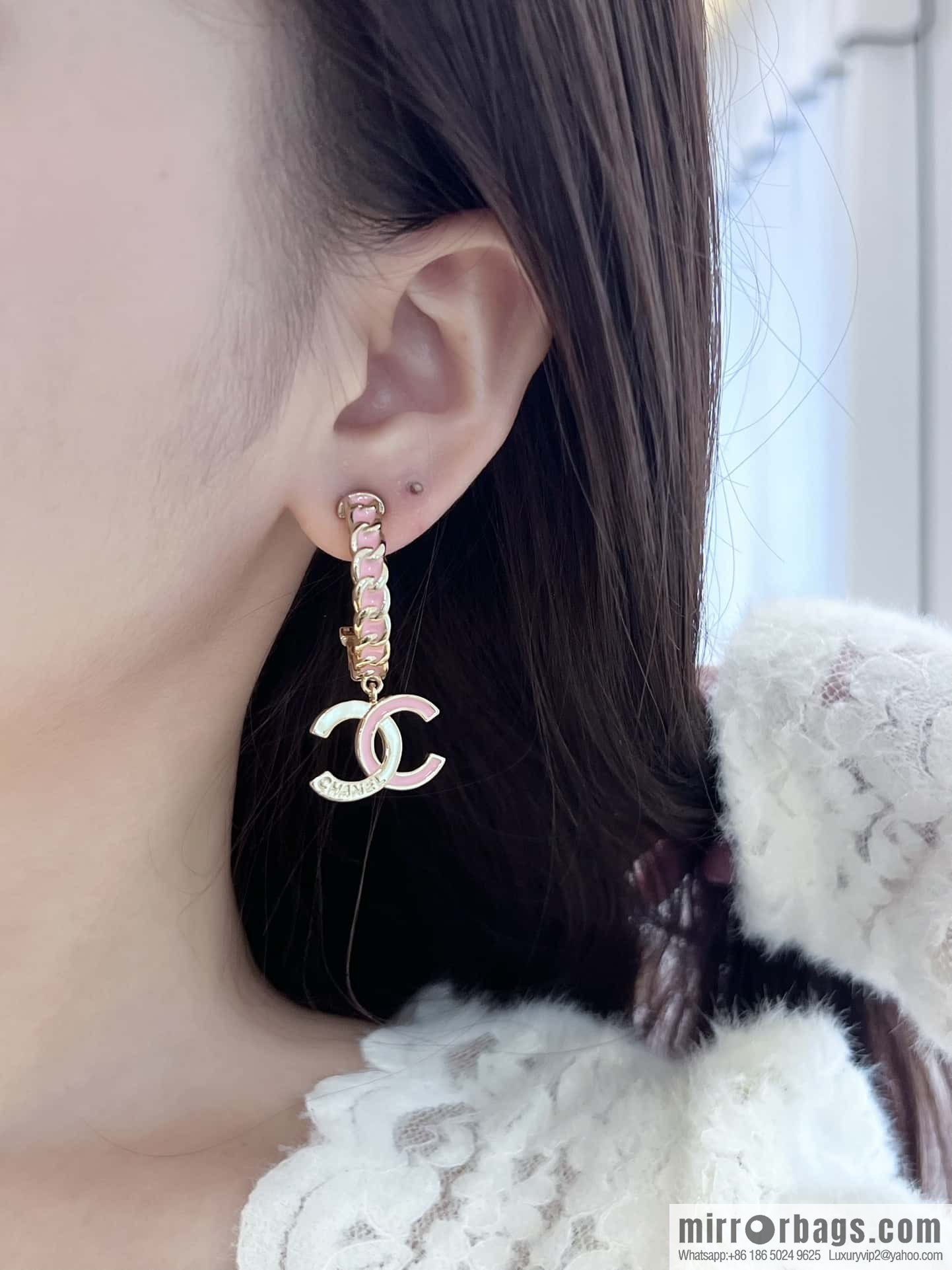 ❗️New ❗️☀️ New ☑️ Chanel c2 double c pink oil drip earrings ☀️