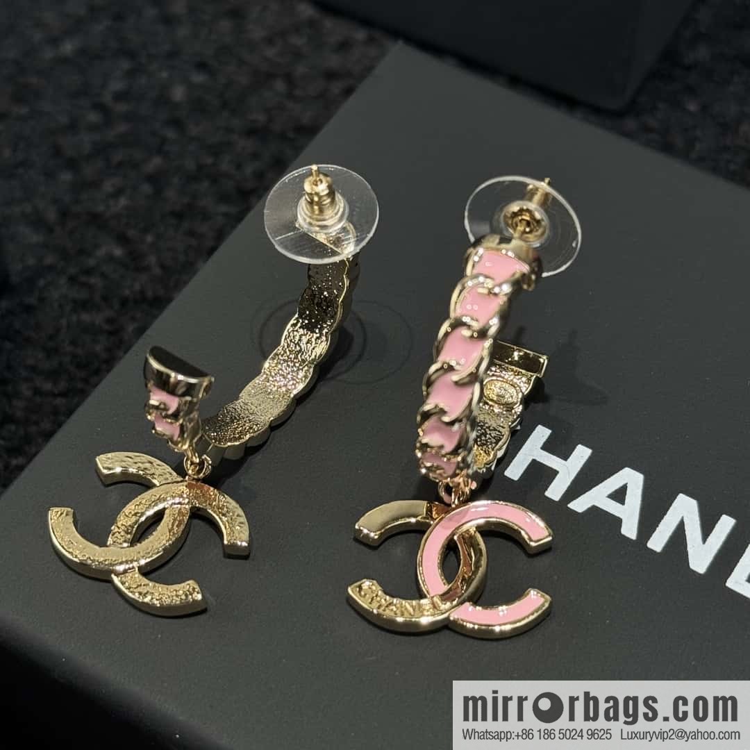 ❗️New ❗️☀️ New ☑️ Chanel c2 double c pink oil drip earrings ☀️