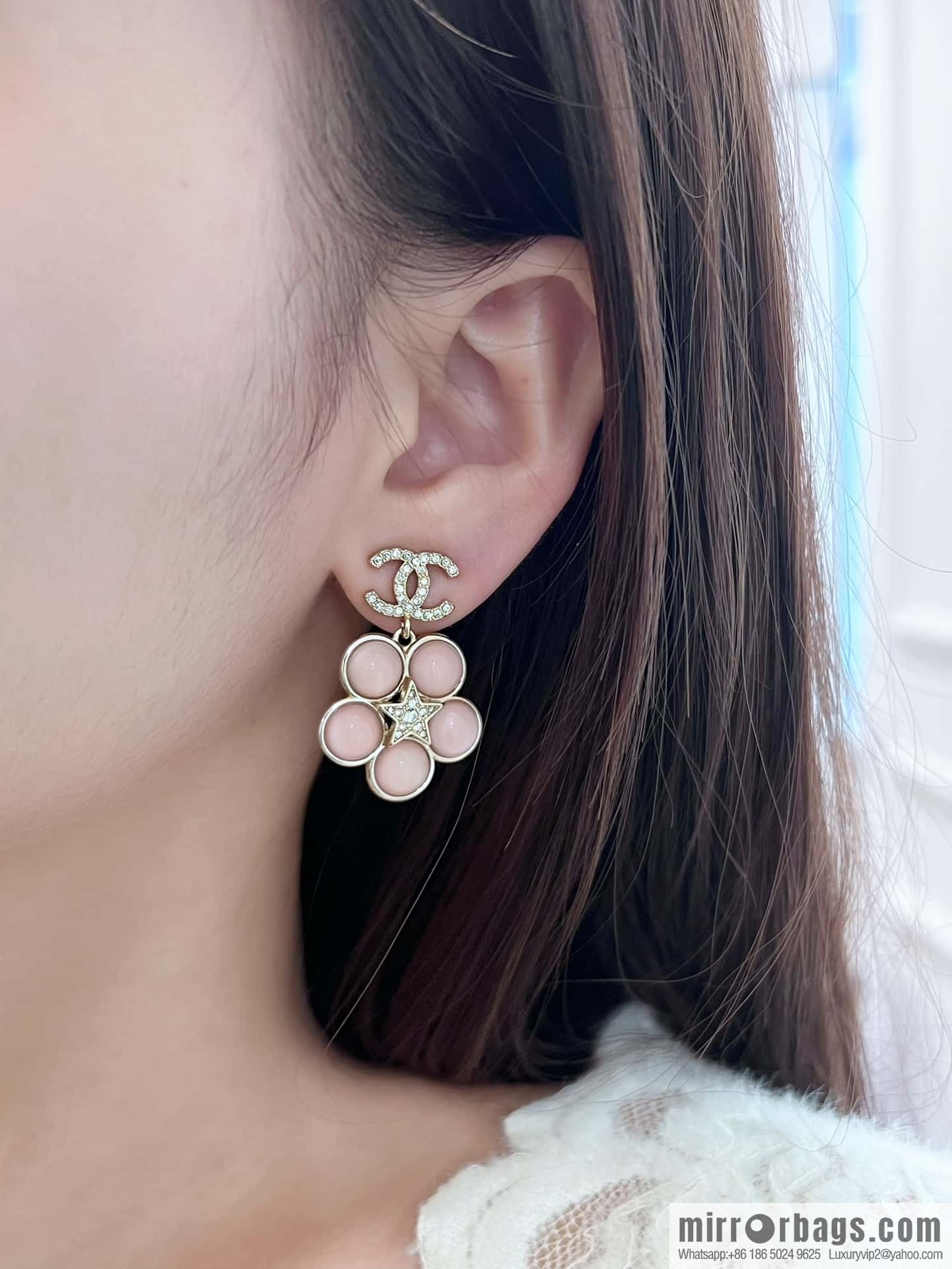 ❗️New ❗️☀️ new ☑️ chanel c2 double c snowflake stud earrings ☀️