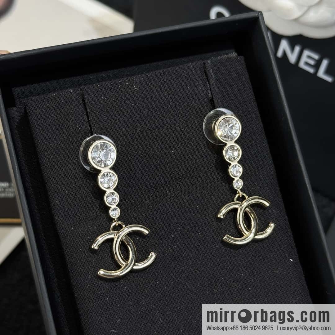 ❗️New ❗️☀️ new ☑️ chanel c2 double c round diamond stud earrings ☀️