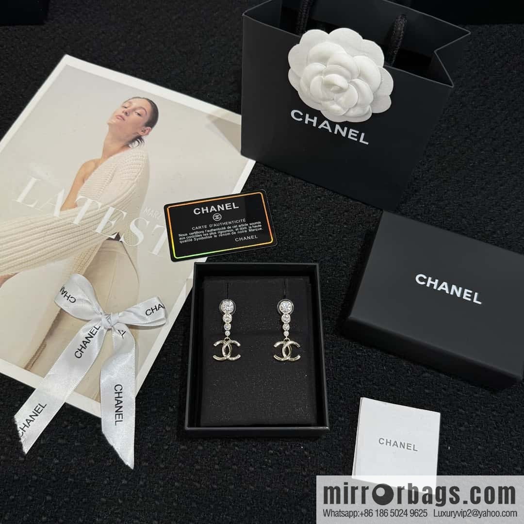 ❗️New ❗️☀️ new ☑️ chanel c2 double c round diamond stud earrings ☀️
