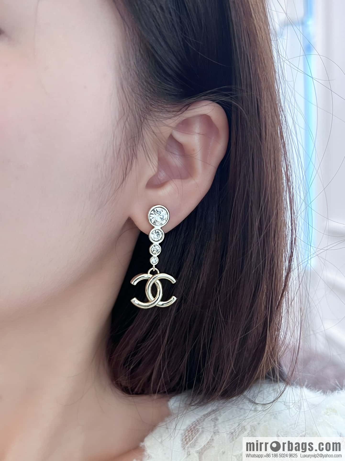 ❗️New ❗️☀️ new ☑️ chanel c2 double c round diamond stud earrings ☀️