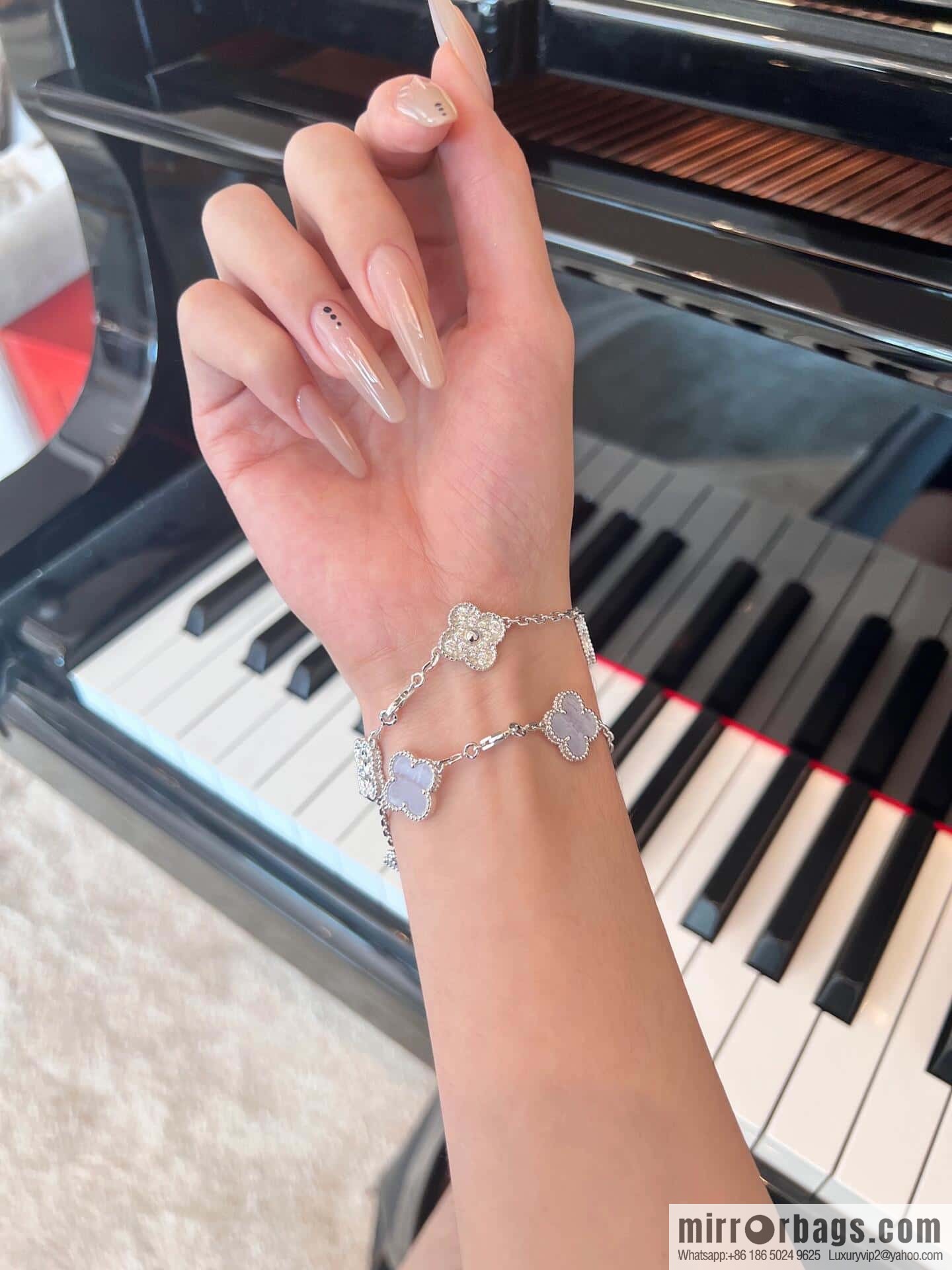 ❗️CNC Version ❗️ ☀️ Van Cleef & Arpels Diamond Purple Chalcedony Clover Five Flowers Bracelet ☀