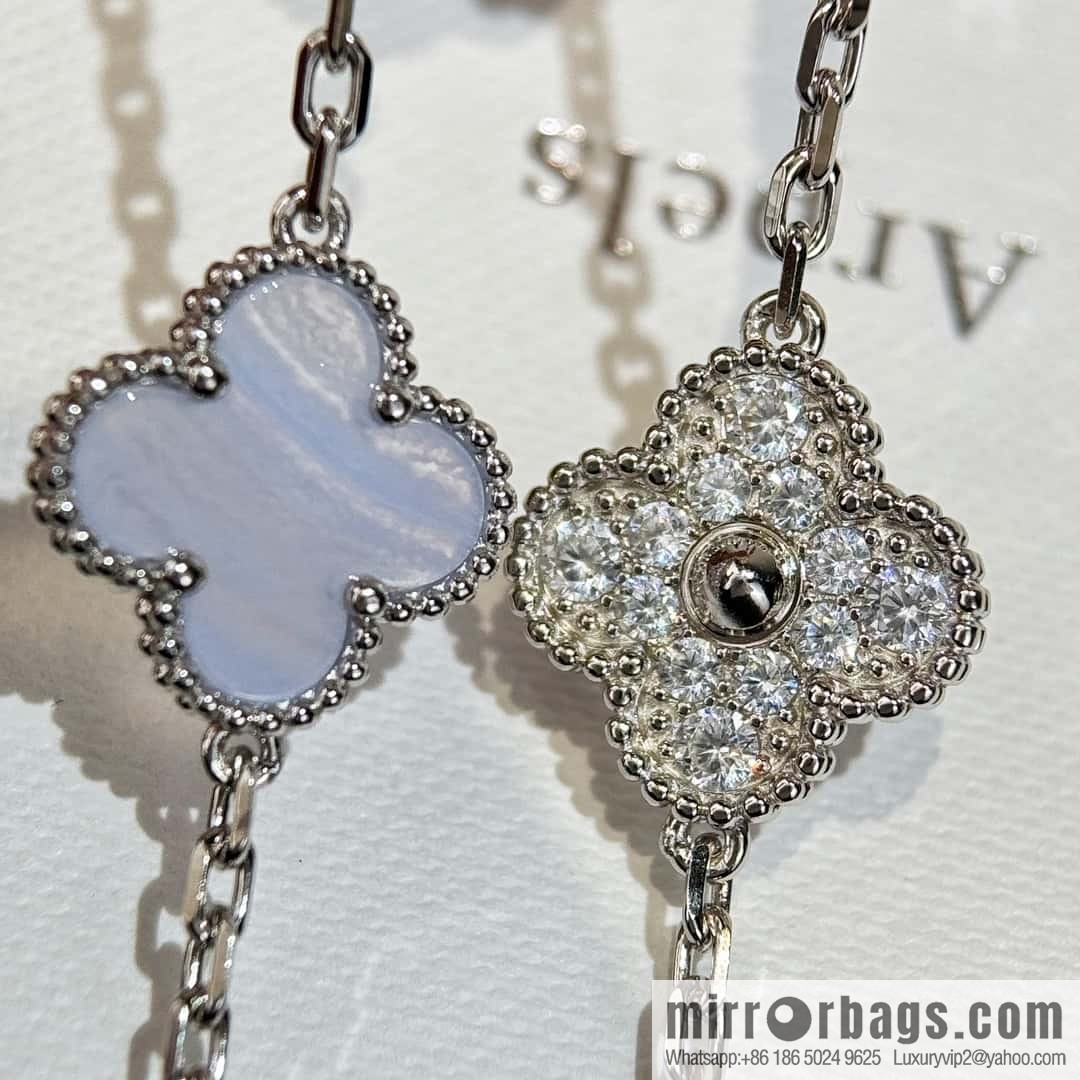 ❗️CNC Version ❗️ ☀️ Van Cleef & Arpels Diamond Purple Chalcedony Clover Five Flowers Bracelet ☀