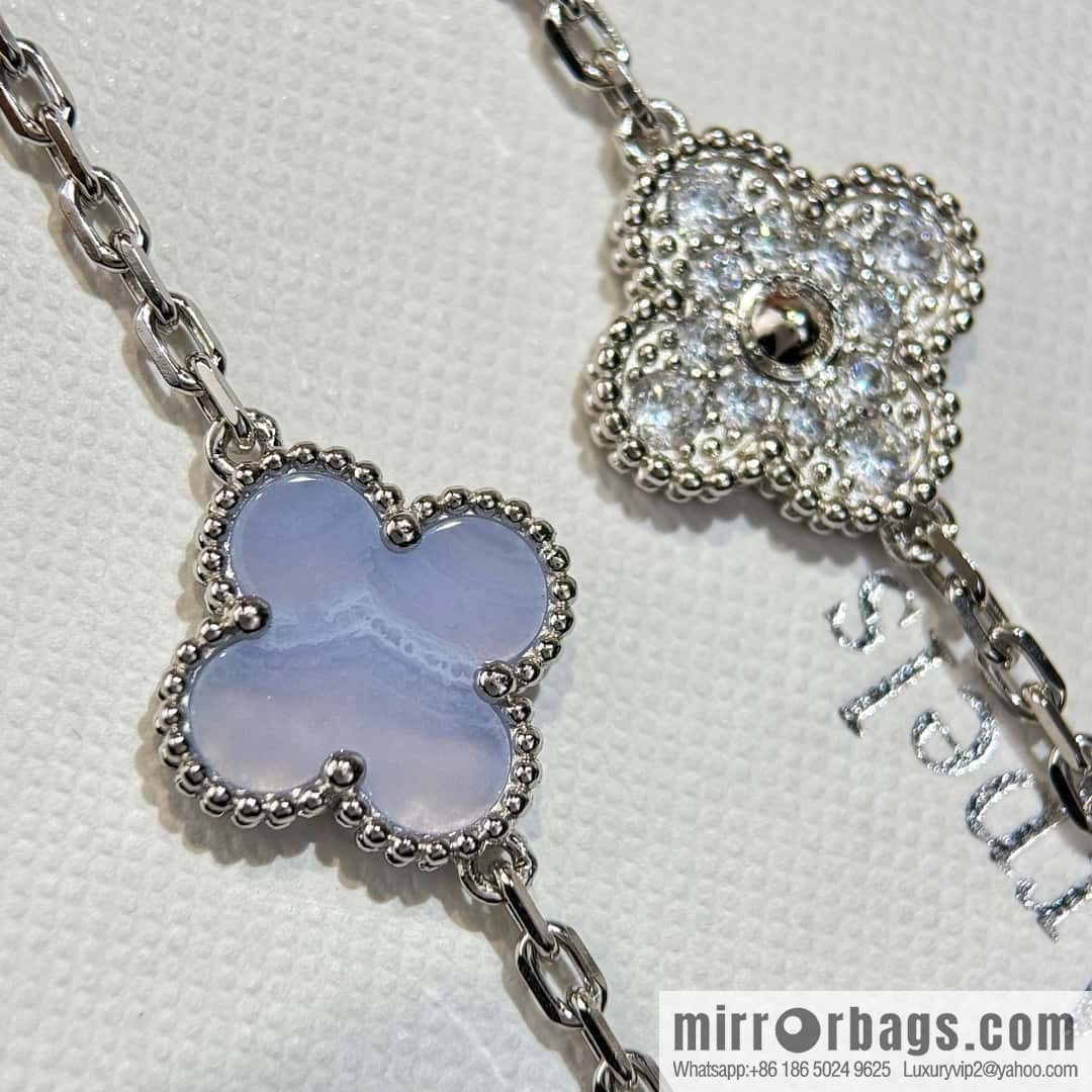 ❗️CNC Version ❗️ ☀️ Van Cleef & Arpels Diamond Purple Chalcedony Clover Five Flowers Bracelet ☀