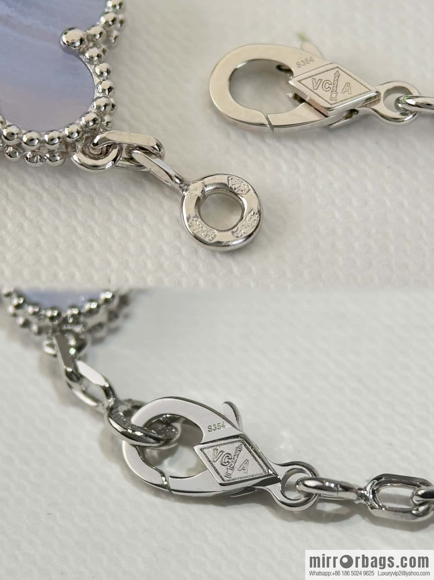 ❗️CNC Version ❗️ ☀️ Van Cleef & Arpels Diamond Purple Chalcedony Clover Five Flowers Bracelet ☀