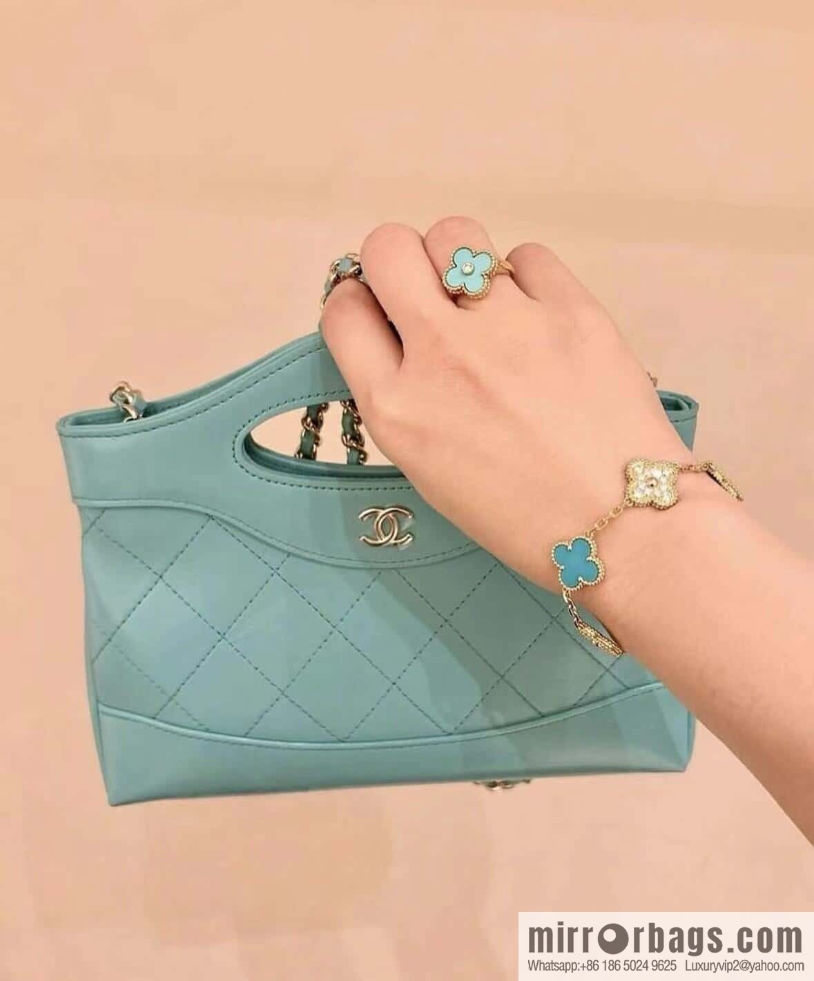 ❗️CNC version ❗️ ☀️ Van Cleef & Arpels diamond turquoise four-leaf clover five-flower bracelet ☀